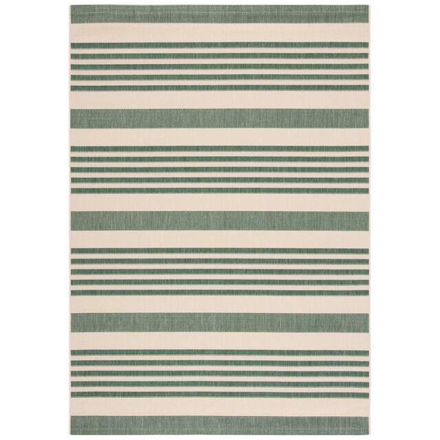 SAFAVIEH Courtyard Charmaine Indoor/ Outdoor Waterproof Area Rug - 2' x 3'7" - Beige/Dark Green