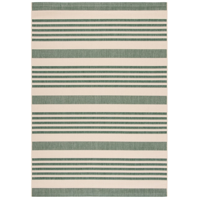 SAFAVIEH Courtyard Charmaine Indoor/ Outdoor Waterproof Area Rug - 5' Square - Beige/Dark Green