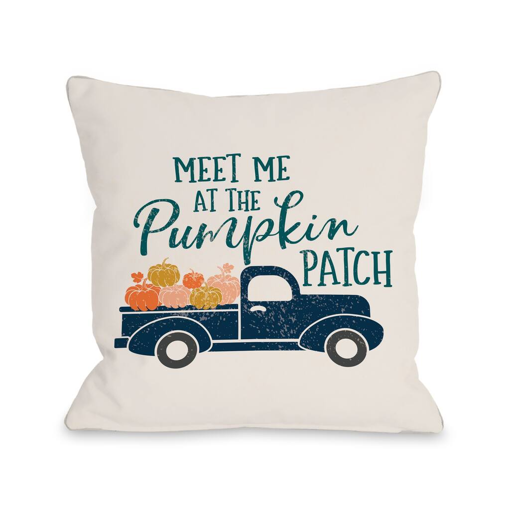 Meet Me At Pumpkin Patch Truck - Throw Pillow