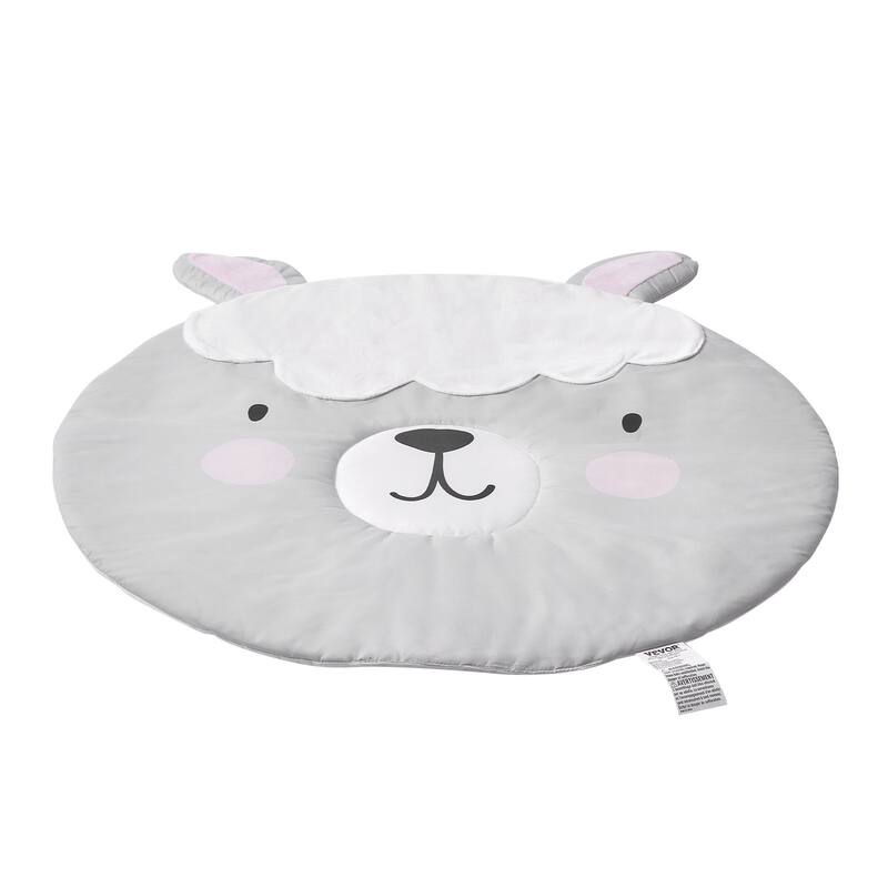 Grey Multi-Functional Soft Plush Fabric Baby Play Mat with Tummy Time Pillow and 5 Sensory Toys - 39.1” x 32.7” x 21.7”