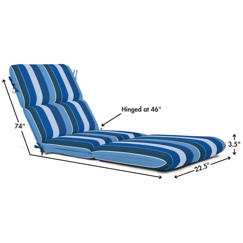 Casual Cushion Sunbrella® Fabric 1-Piece Outdoor Chaise Cushion, 22.5"W x 74"L - 22.5"W x 74"L