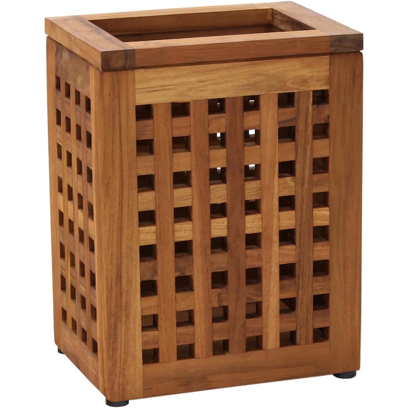 Grate Teak Waste Basket