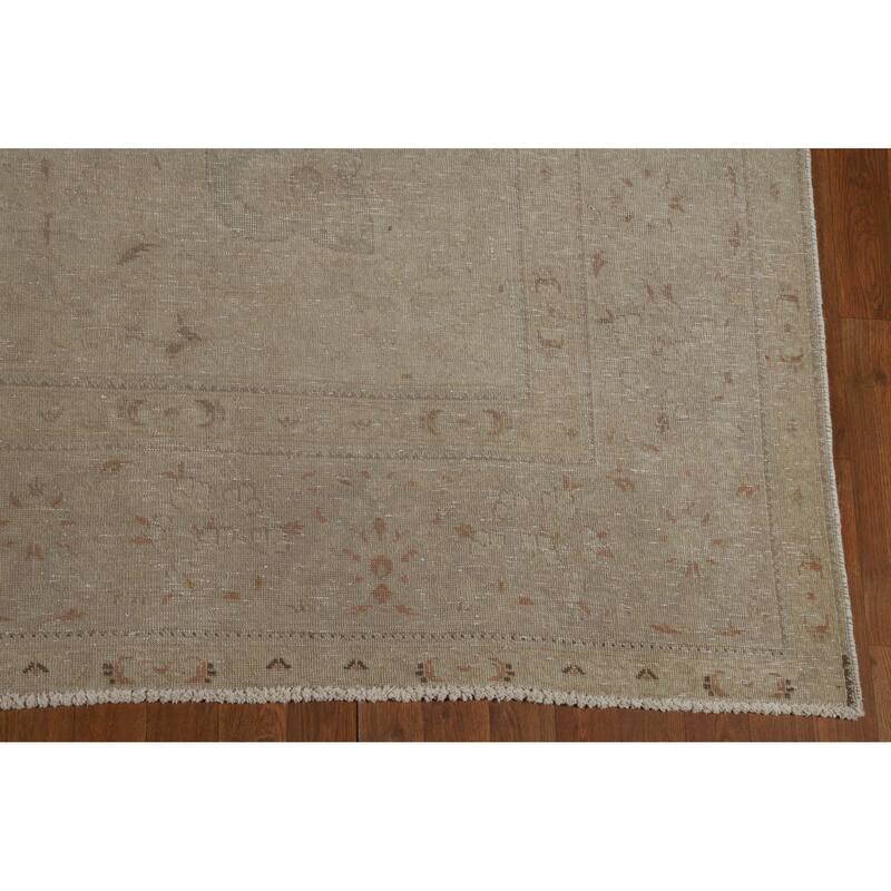 Distressed Tabriz Persian Vintage Rug Hand-Knotted Wool Carpet - 9'11" x 12'9"