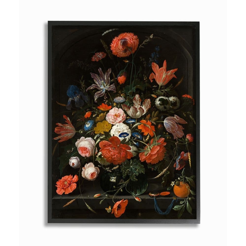 Stupell Coral Florals over Dark Bouquet and Gothic Arch Framed Wall Art - Multi-Color