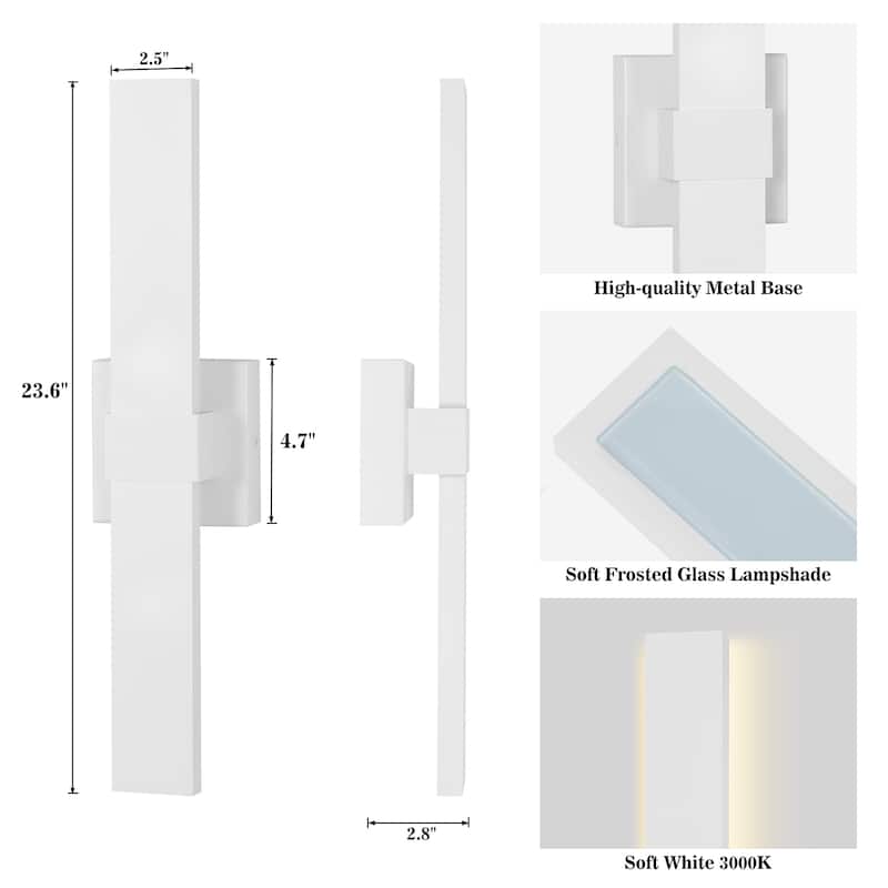 1-Light Black/White Aluminum LED Outdoor Wall Sconce