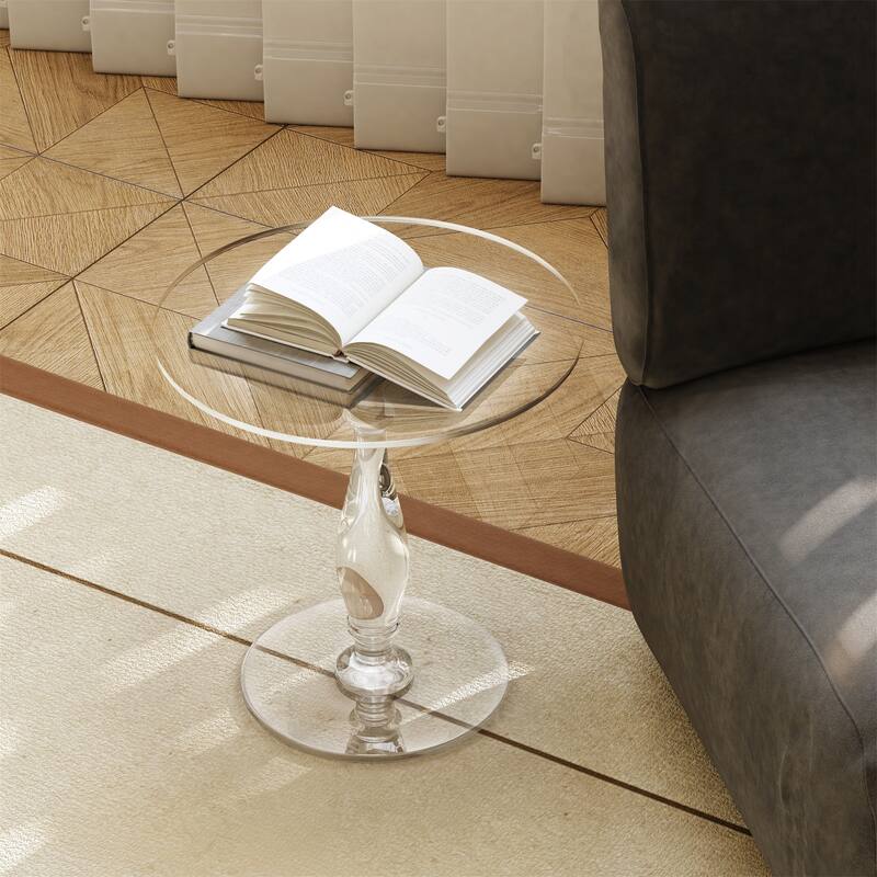 Acrylic Side Table 18" Round Clear Acrylic Sofa Table Accent End Table for Small Spaces