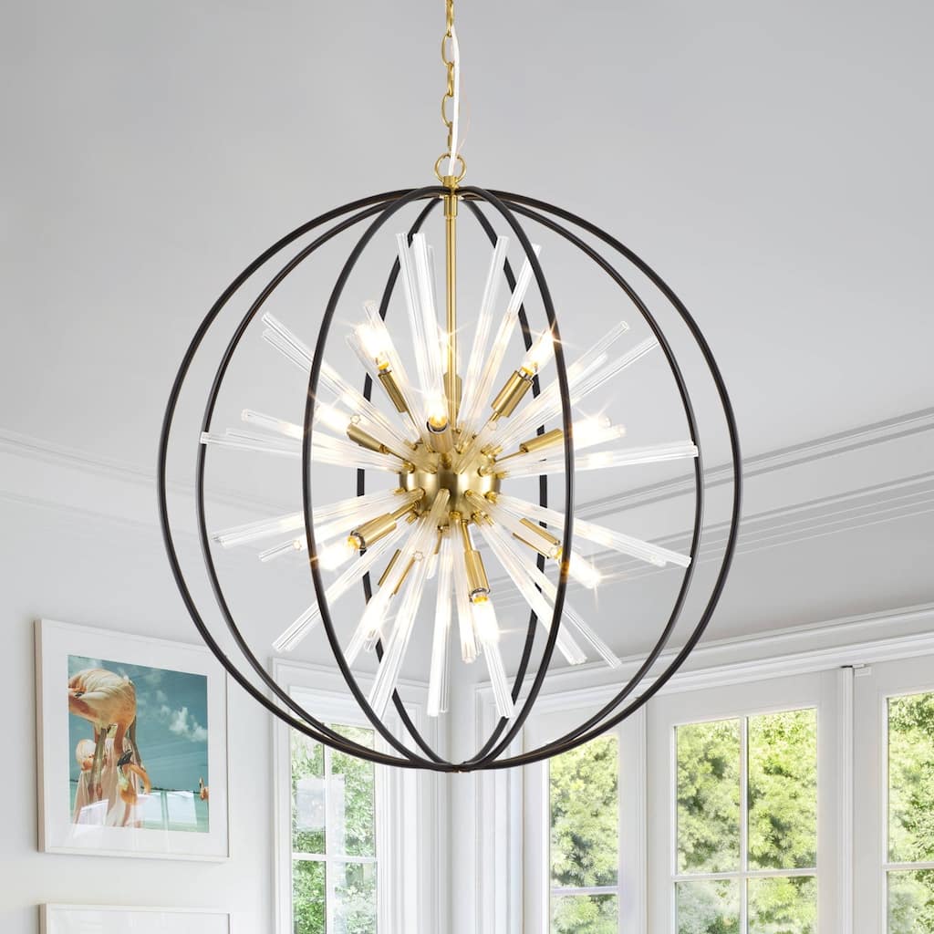 Modern Chandelier 27" 10-light Black and Gold Orb