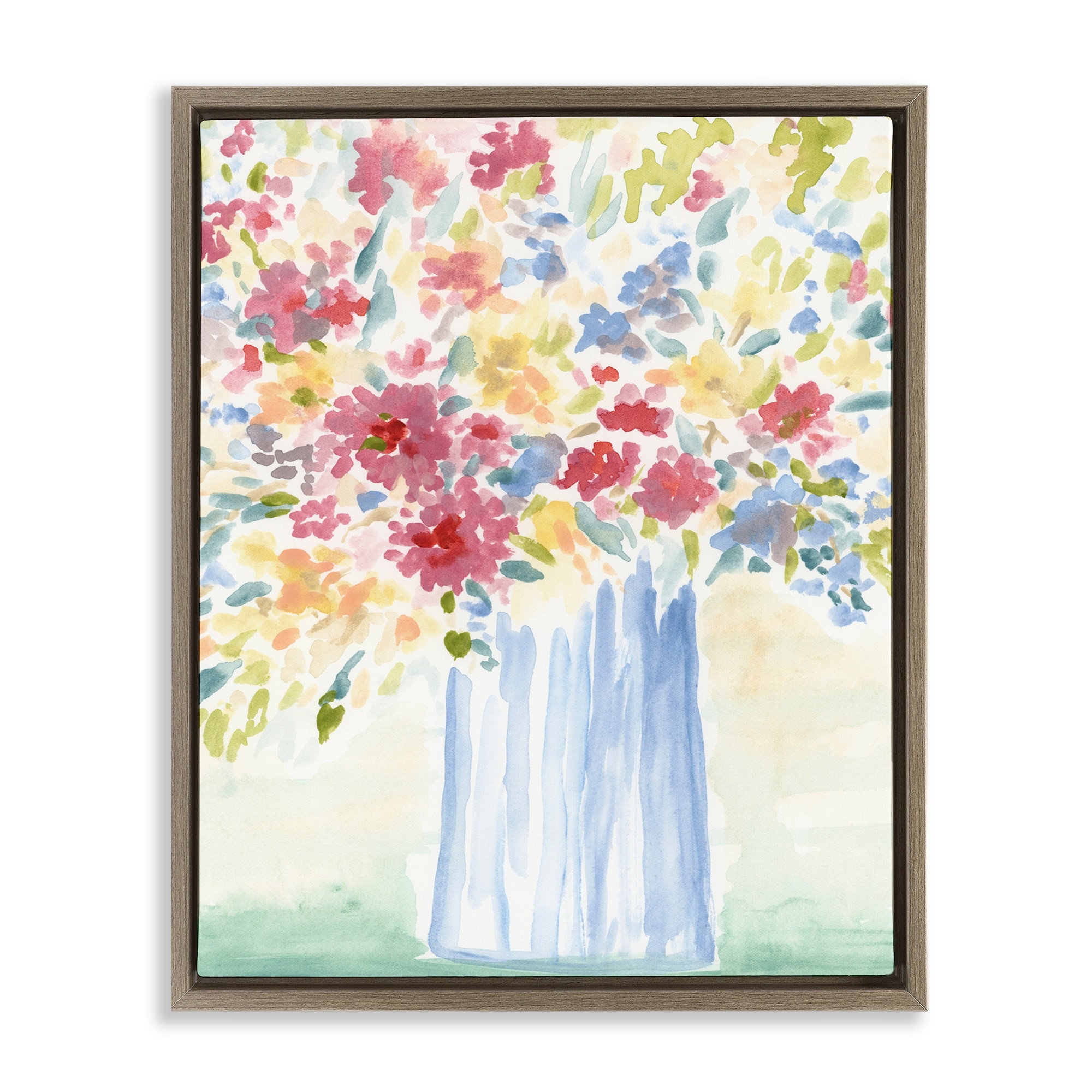 Stupell Soft Blossoms Bouquet Framed Floater Canvas Wall Art Design By June Erica Vess