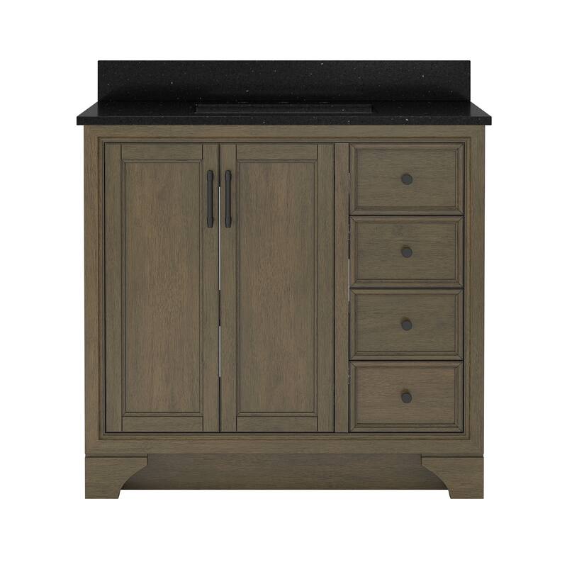 CRAFT + MAIN LCVT3722D-QBG Lanagan 37" Free Standing Single Basin - Shaded Timber