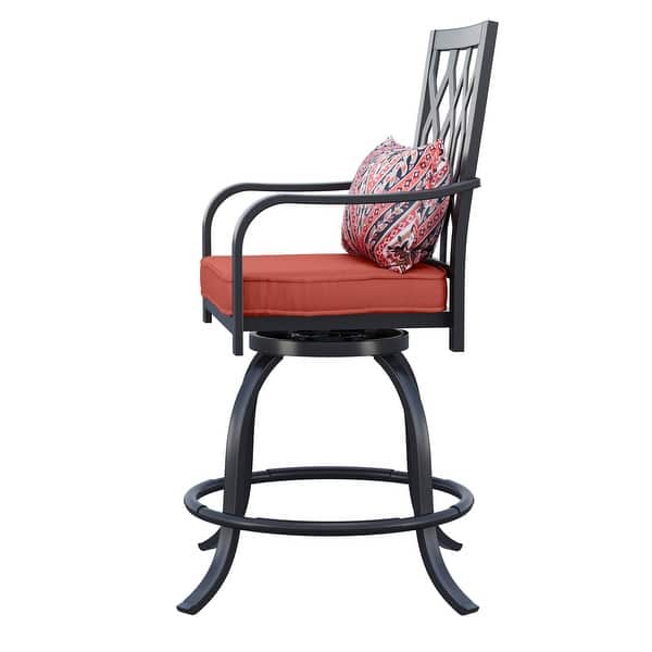 slide 2 of 2, Outdoor Swivel Dining Set with 29"W Cushion Chairs, Patio Table Set of 2 Chair Red