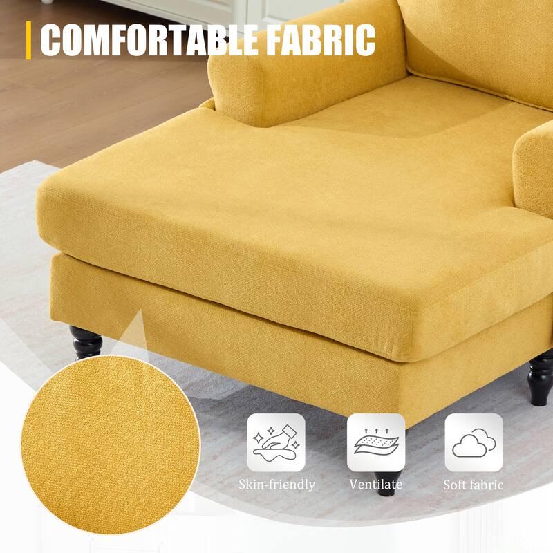 HOMEFUN Chenille Upholstered Wood Frame Recliner Single Sofa with Comfortable Armrests