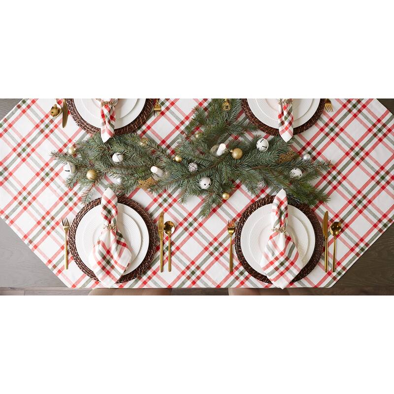 DII Nutcracker Plaid Tablecloth