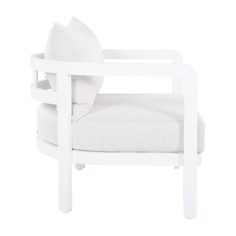 Christopher Knight Home - Modern 27.6" Outdoor Curved Back Patio Club Chair with Aluminum Frame & Water-Resistant Cushions