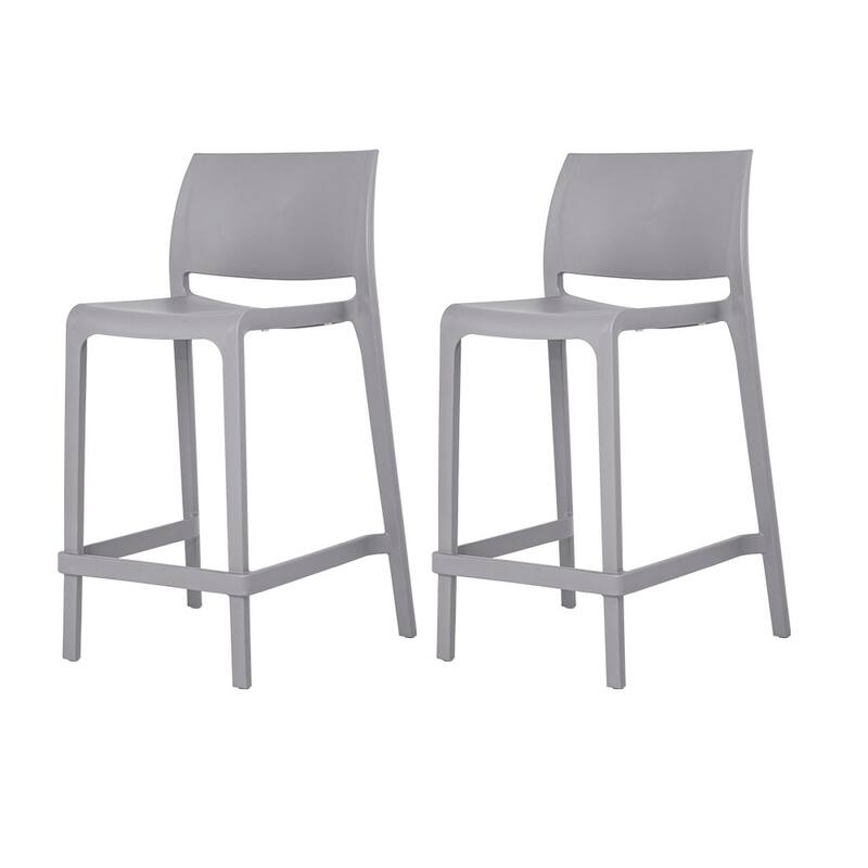 Sensilla Resin Stackable Counter-height Bar Stools, Set of 2 - Dark Grey