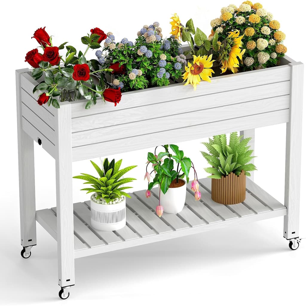 Elevated Horticulture Raised Garden Bed, Divisible Raised Resin Planter Box for Backyard, Patio, Balcony, Outdoor
