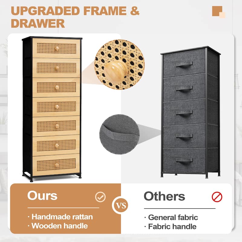 Slim Tall Vertical 7-Drawer Chest Dresser Closet Storage Organizer Unit for Bedroom