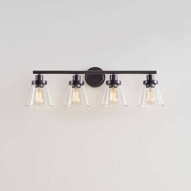 KAWOTI 30.6 inch 4-Light Bathroom Vanity Light with Bell Glass Shade