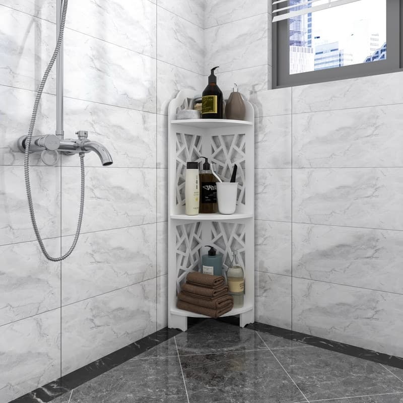 3 Tier Corner Shower Shelf Waterproof,White