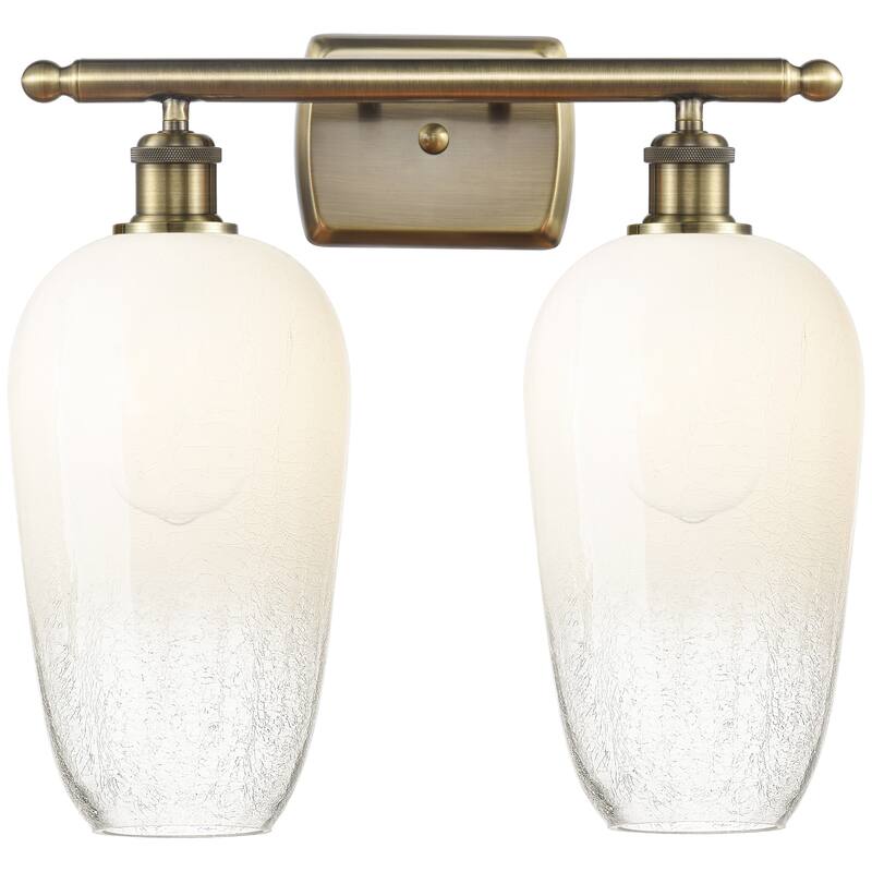 Innovations Lighting Endless Possibilities Ballston - Brookhaven Flute - 2 Light 17" Bath Vanity Light - Antique Brass/Opal