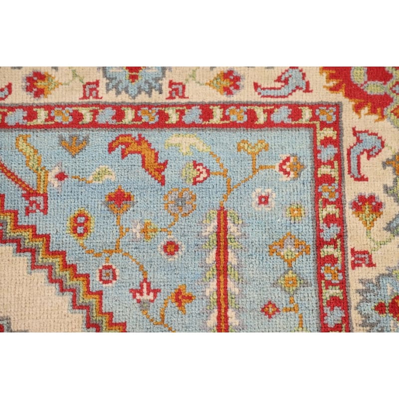 Kazak Oriental Area Rug Handmade Blue Wool Carpet - 4'0"x 5'11"