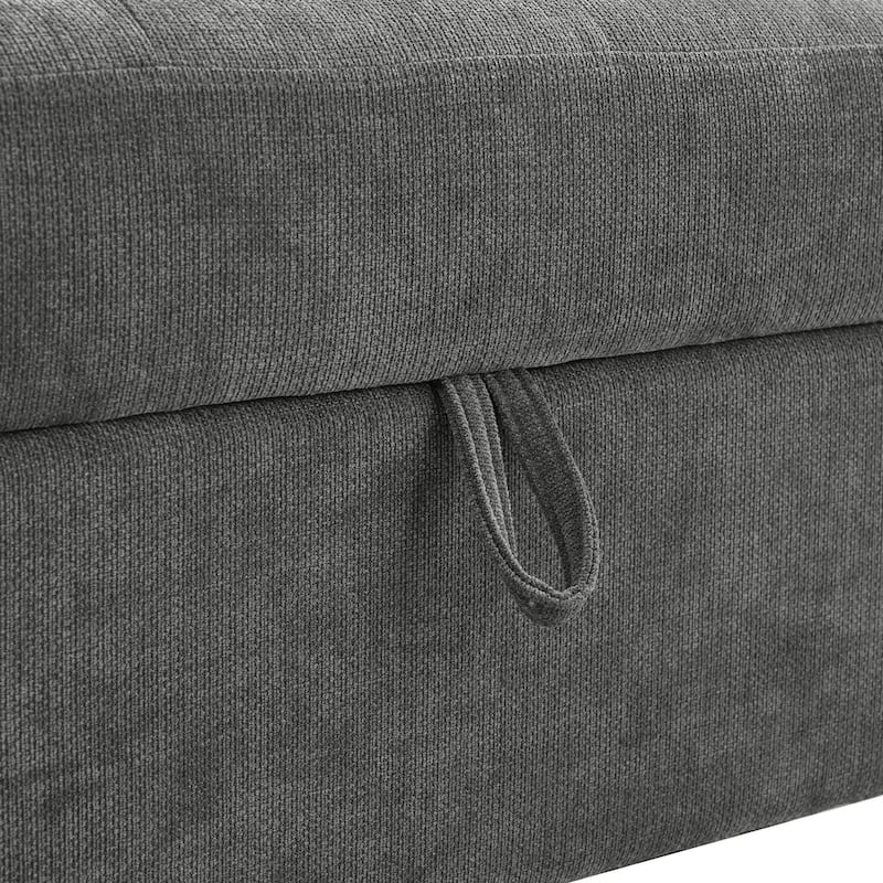 Christopher Knight Home-Miranda Convertible Polyester Sectional Sofa with Storage and Reversible Tray