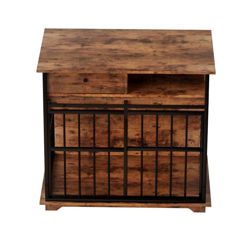 Dog Crate Furniture , Large Dog Cage Furniture with Tray for Medium Large Dogs, Wooden Dog Kennel Furniture