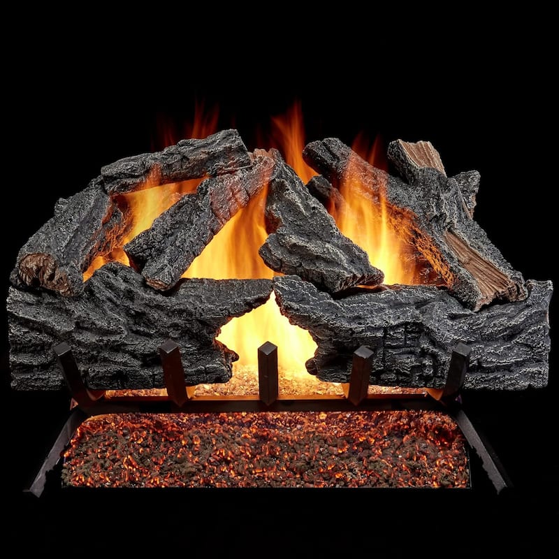 HearthSense CSW24HVL Natural Gas Vented Fireplace Logs Set with Match Light, 55000 BTU, Heats up to 2000 Sq. Ft, 24 Inches