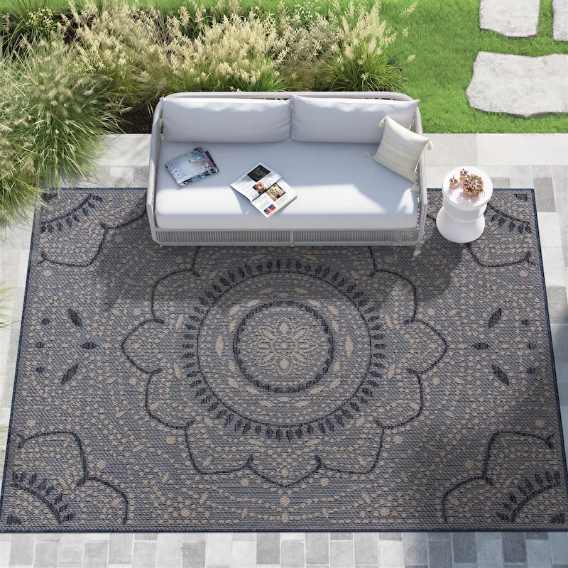 World Rug Gallery Contemporary Floral Indoor/Outdoor Area Rug - 8' 8" X 12'