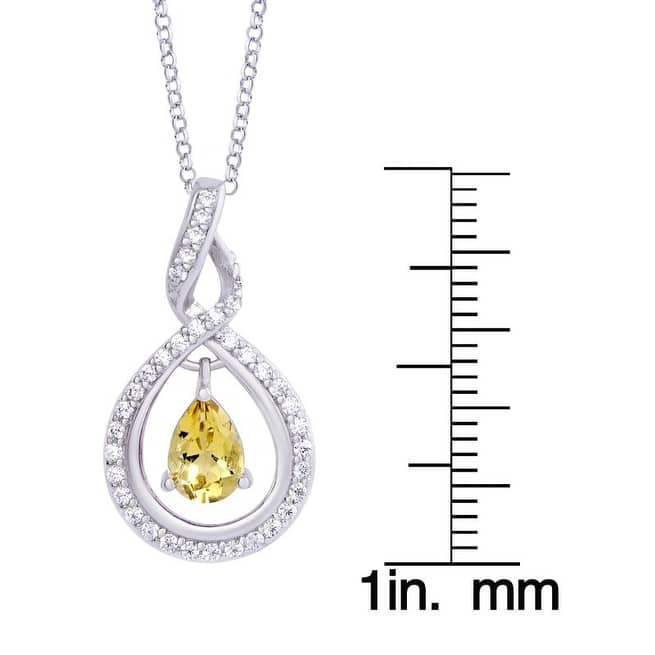 Victoria Townsend.925 Sterling Silver Citrine and Cubic Zirconia Pear Drop Pendant.