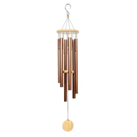 Exhart, Hand Tuned Metal Chime with Natural Wood Top and Charm, 41 Inch