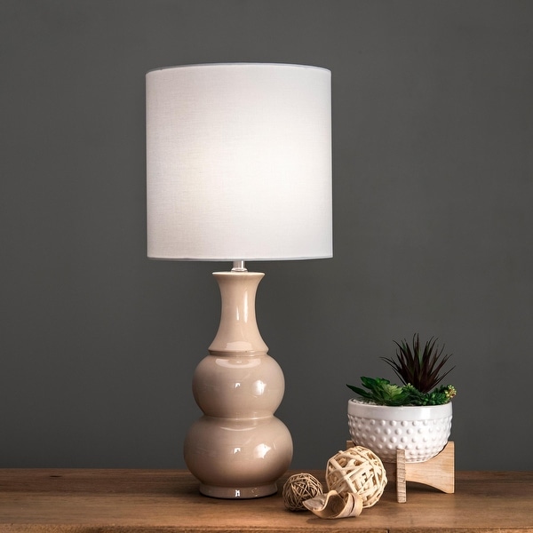 nuLOOM 29" Samantha Ceramic Gourd Linen Shade Table Lamp. Opens flyout.