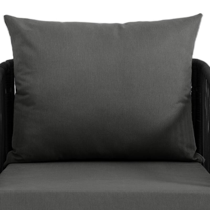 3 Piece Patio Woven Rope Swivel Chair Seating Group with Cushions