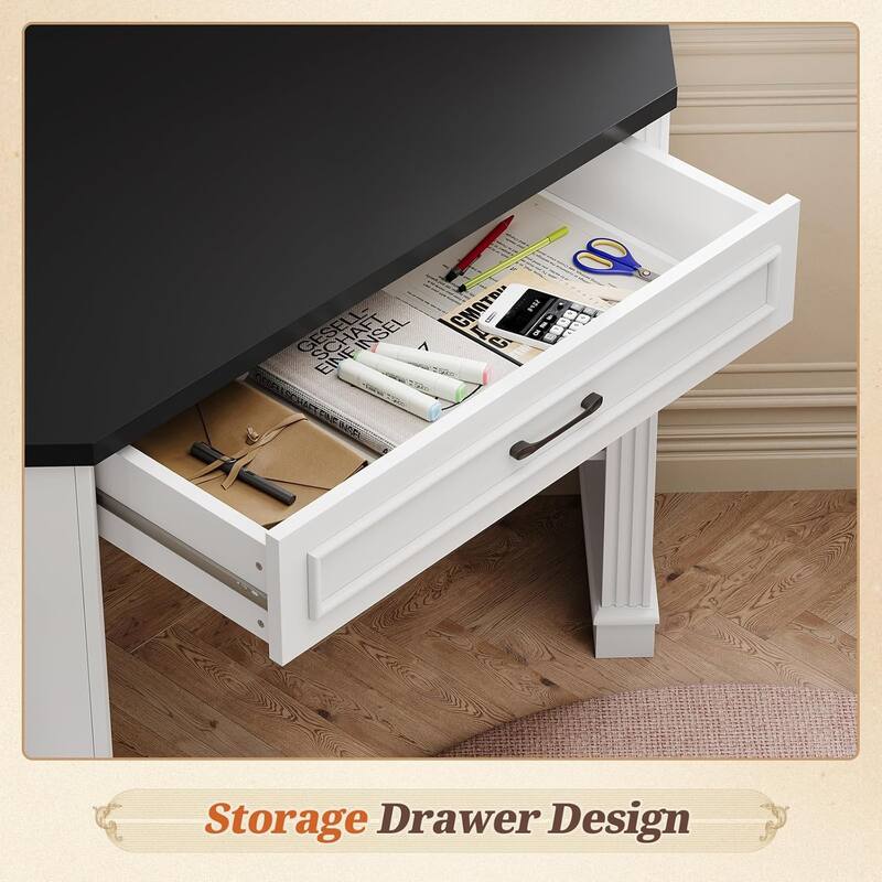 Small Corner Desk Triangle Computer Desk Drawer Storage Shelves