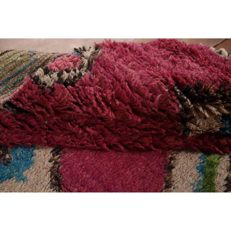 Moroccan Oriental Area Rug Hand-Knotted Geometric Wool Carpet - 8'10" x 10'6"