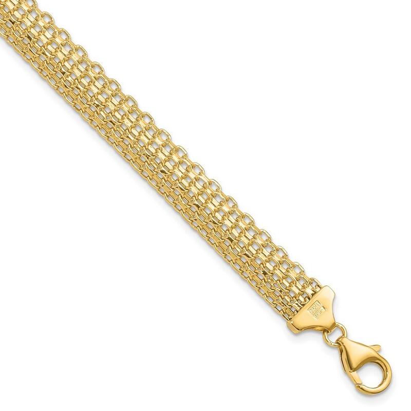 Curata 9.75mm 14k Yellow Gold Fancy Lobster Closure Polished Bracelet 7.5 Inch