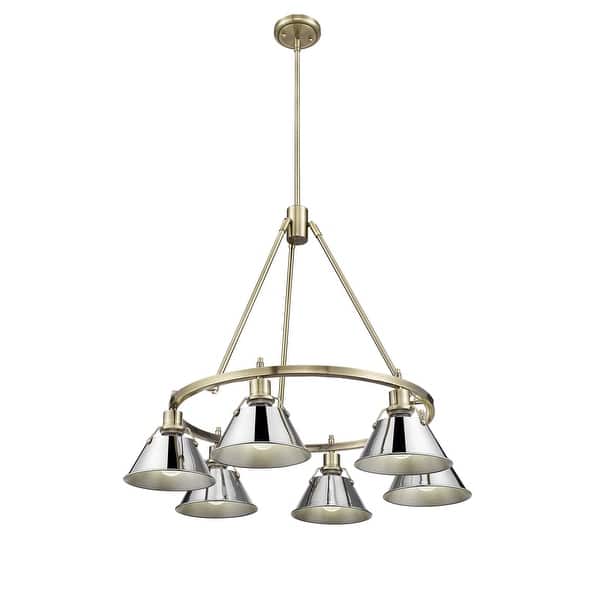 slide 1 of 1, Orwell 6-Light Chandelier in Aged Brass with Chrome - Gold