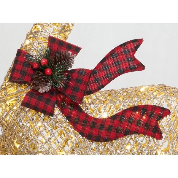 Set of 3 UL Random Twinkle LED RattanLook Deer Family Sculpture Bed