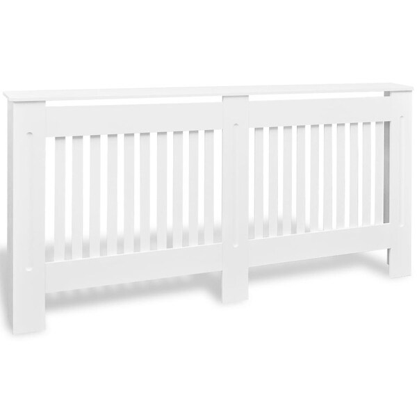 vidaXL Radiator Cover White Vertical Slats Modern Heating Wall Cabinet Home