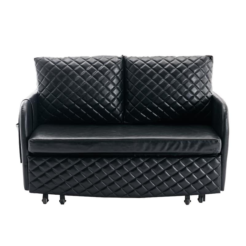 Modern Velvet Loveseat Couch with Pull Out Bed