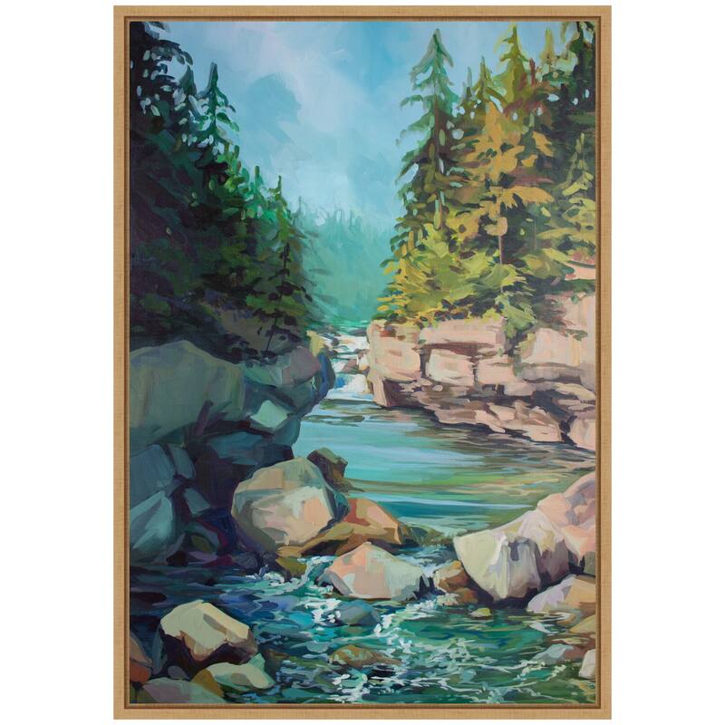 Kate and Laurel Sylvie Rocky Rapids Framed Canvas by Rachel Christopoulos