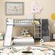 preview thumbnail 1 of 11, Stairway Twin over Twin Bunk Bed with Two Drawers, Slide, and Convertible Ladder, Gray Gray - Twin