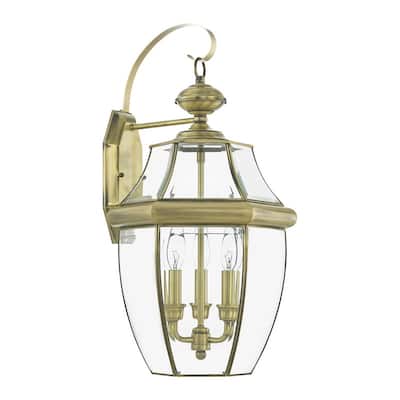Livex Lighting 3-light Antique Brass Outdoor Wall Lantern, 2351-01 - 12.5" Dia x 22.5" H x 11.75" Ext.