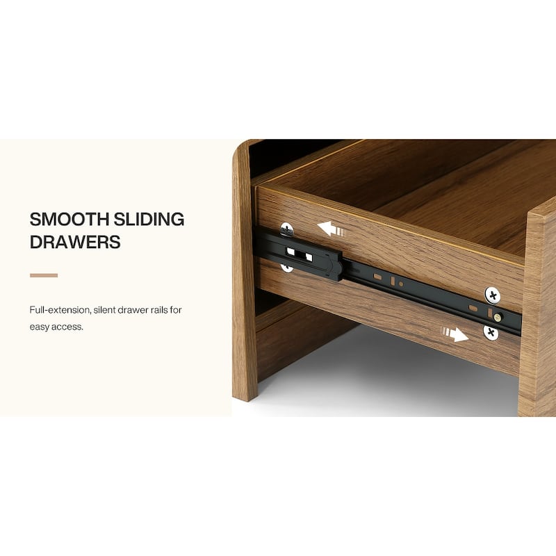 32" Wide Nightstand, Large Night Stand with 3 Drawers