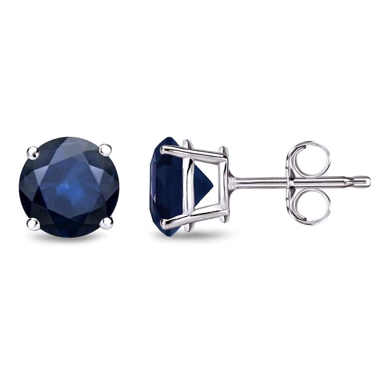 Auriya 14k Gold Round Sapphire Stud Earrings 2ctw - White