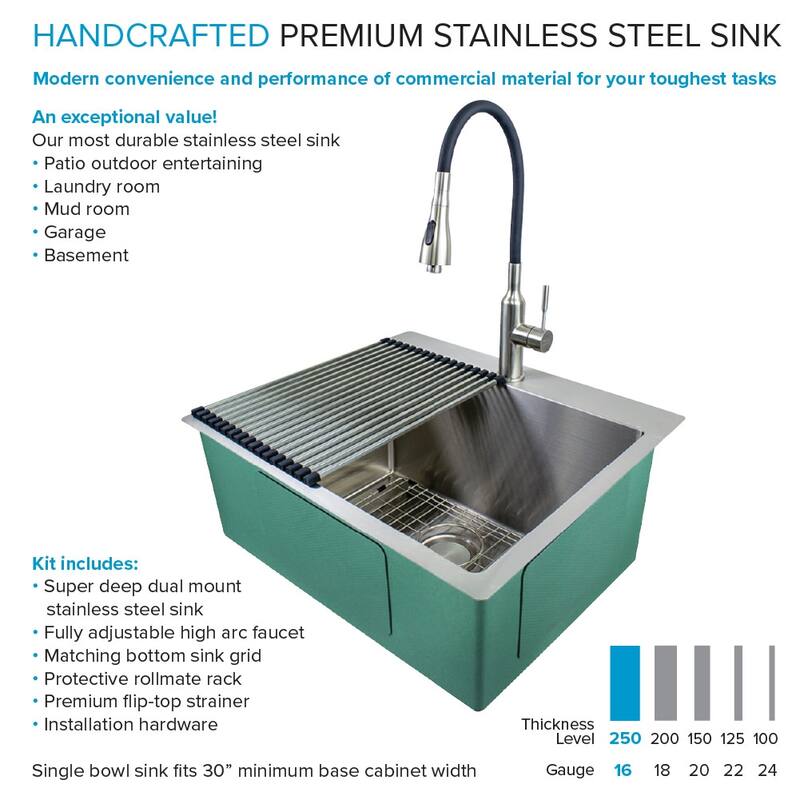 Transolid TRS_LSA3-252212 LSA 25" Drop In / Undermount Single Basin
