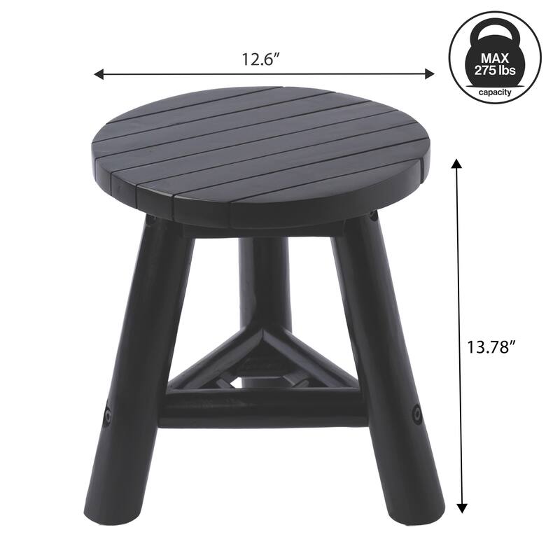 JONATHAN Y Triform Modern Minimalist Handcrafted Solid Teak Wood Accent Stool with Tri-Leg Base