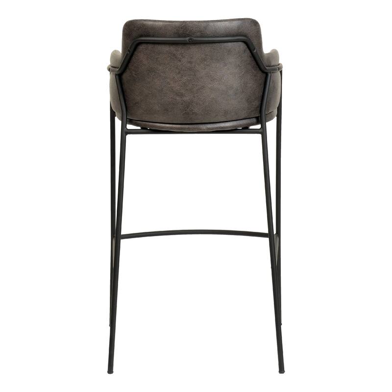Axis 40" Upholstered Bar Stool - Counter Height Bar Stool with Black Stainless-Steel Frame and Footrest for Home Bar Set of 2