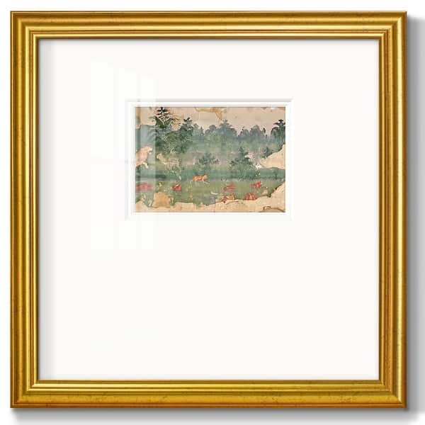 slide 2 of 8, Wooded TapestryPremium Framed Print 16x16 - Gold