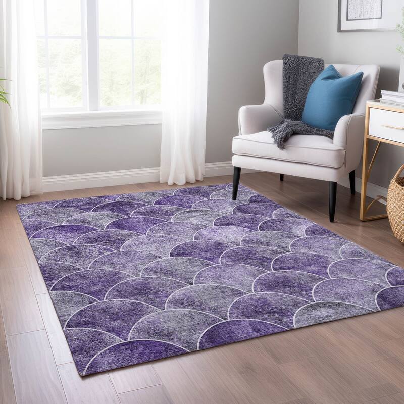 Machine Washable Indoor/ Outdoor Chantille Contemporary Rug - Purple - 9' x 12'
