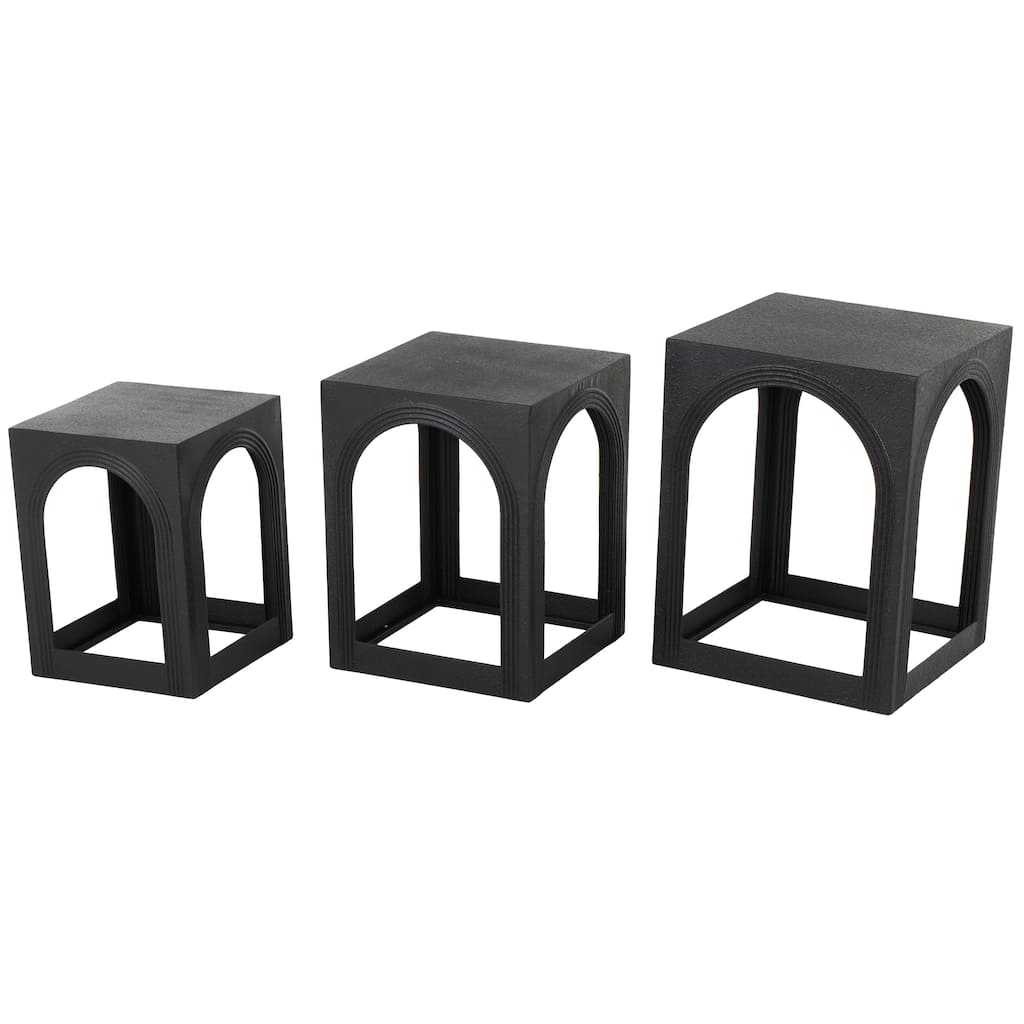 Metal Nested Accent Table with Arched Cutouts - Set of 3 Black - Roche River Decor - 16"W x 16"L x 21"H